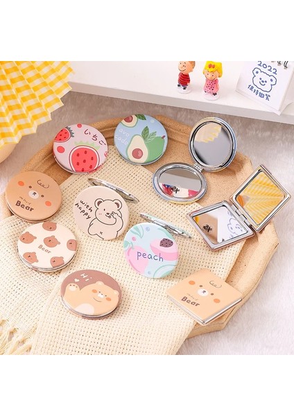 4 Karışık Renkli Katlanır Çift Taraflı Ayna El Makyaj Aynası Taşınabilir Sevimli Mini Ayna Kozmetik Kızlar Ayna (Yurt Dışından) fiyatları