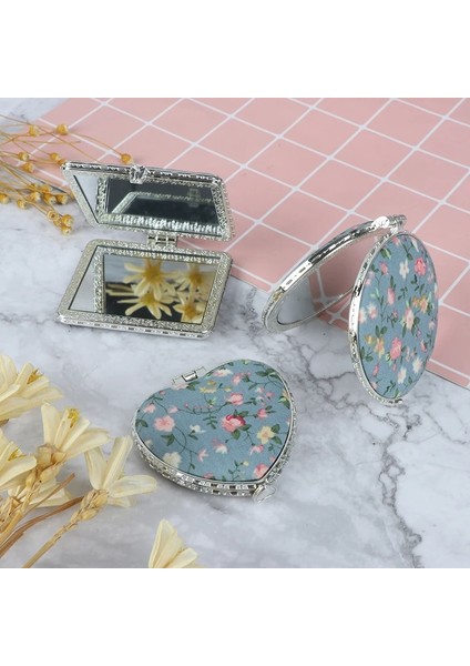 Wtr Yeni 1 Adet Mini Makyaj Kompakt Cep Çiçek Ayna Taşınabilir Iki Taraflı Katlanır Makyaj Aynası Kadın Vintage Kozmetik Aynalar (Yurt Dışından)