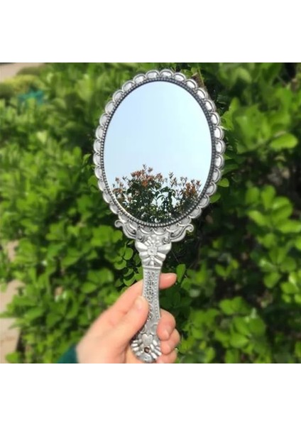Se Vintage Vanity Dekoratif Ayna El Saplı Antika Yuvarlak Kozmetik Makyaj Aynası Kompakt Miroir Duvar Bohem Dekorasyon (Yurt Dışından)