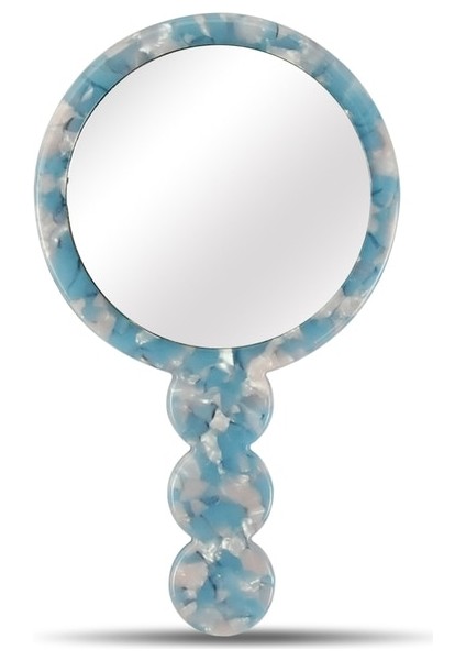 C-1 Selüloz Asetat Vintage El Makyaj Aynası Kozmetik Ayna Saplı Kompakt Cep Aynası Ev ve Seyahat Kullanımı (Yurt Dışından)