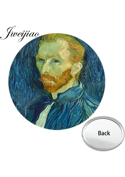 ZZ95 Youhaken Van Gogh Ünlü Resim Mini Bir Tarafı Düz Yuvarlak Cep Aynası Yıldızlı Gece Taşınabilir Makyaj Vanity El Aynaları (Yurt Dışından)