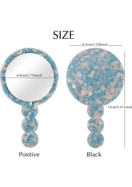 C-1 Selüloz Asetat Vintage El Makyaj Aynası Kozmetik Ayna Saplı Kompakt Cep Aynası Ev ve Seyahat Kullanımı (Yurt Dışından) modelleri