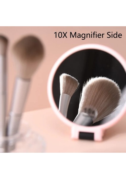 PINK-X10 2/5/10X Parlak Büyüteç Makyaj Aynası El Makyaj Aynası Katlanır El Aynası Cep Aynası Kompakt Aynalar Makyaj Araçları (Yurt Dışından)