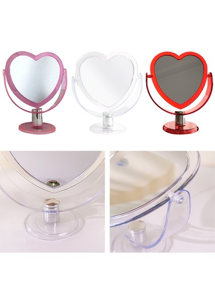 A-Pembe Ins Kore Tarzı Kalp Şeklinde Kozmetik Ayna Akrilik Şeffaf Taban Makyaj Aynası Çift Taraflı Ev Yatak Odası Masaüstü Ayna (Yurt Dışından) fırsatları