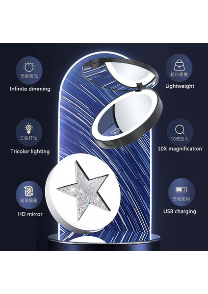 Kobi Çift Lamba W LED Işıklı Kompakt Makyaj Aynası Mini Taşınabilir El Cebi 5X/10X Büyütülebilir Katlanabilir Seyahat Makyaj Aynaları Kozmetik Aletler (Yurt Dışından) modelleri