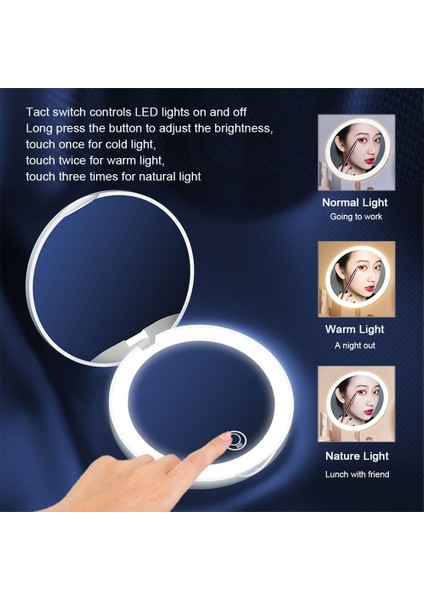 Kobi Çift Lamba W LED Işıklı Kompakt Makyaj Aynası Mini Taşınabilir El Cebi 5X/10X Büyütülebilir Katlanabilir Seyahat Makyaj Aynaları Kozmetik Aletler (Yurt Dışından) indirimleri