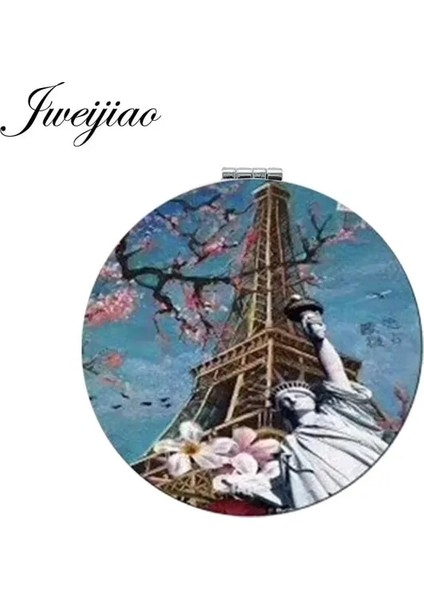 FU13 Youhaken Eyfel Kulesi Katlanır Makyaj Aynası Mini 1x/2x Büyüteç Taşınabilir Yeşil Sanat Fotoğraf Yuvarlak Kompakt Aynalar (Yurt Dışından)
