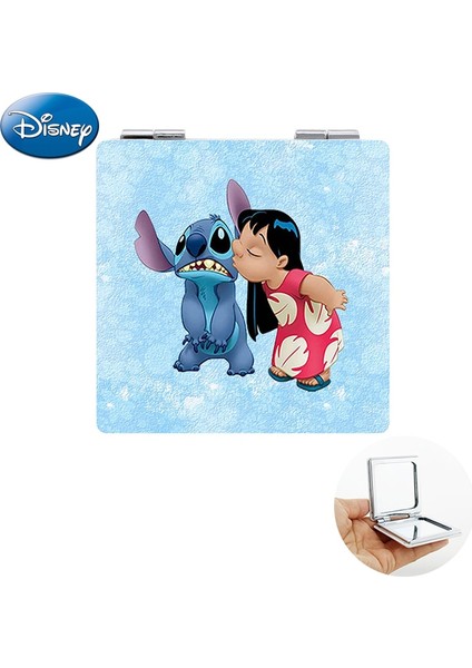 DIY1197 Disney Güzel Lilo ve Stitch Makyaj Kompakt Aynalar Uzaylı Hayvanlar Fotoğraf Baskı Pu El Aynası 1x/2x Büyütme Sıcak Satış DIY1183 (Yurt Dışından)