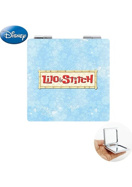 DIY1197 Disney Güzel Lilo ve Stitch Makyaj Kompakt Aynalar Uzaylı Hayvanlar Fotoğraf Baskı Pu El Aynası 1x/2x Büyütme Sıcak Satış DIY1183 (Yurt Dışından)