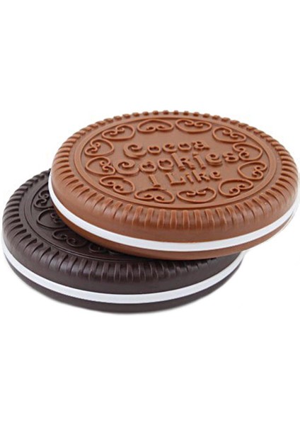 Cep Aynası Makyaj Aynası Mini Koyu Kahverengi Sevimli Çikolatalı Kurabiye Şekilli Tarak Sevimli Kurabiye Şekilli Tasarım Ayna Seti (Yurt Dışından)