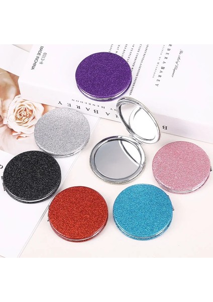 Rastgele Renk 1 Adet Taşınabilir Glitter Yuvarlak Makyaj Aynası El Cep Katlanır Kozmetik Ayna Çift Yüz Makyaj Aynası (Yurt Dışından)