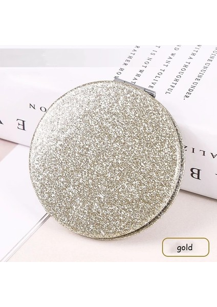 Altın 1 Adet Taşınabilir Glitter Yuvarlak Makyaj Aynası El Cep Katlanır Kozmetik Ayna Çift Yüz Makyaj Aynası (Yurt Dışından)