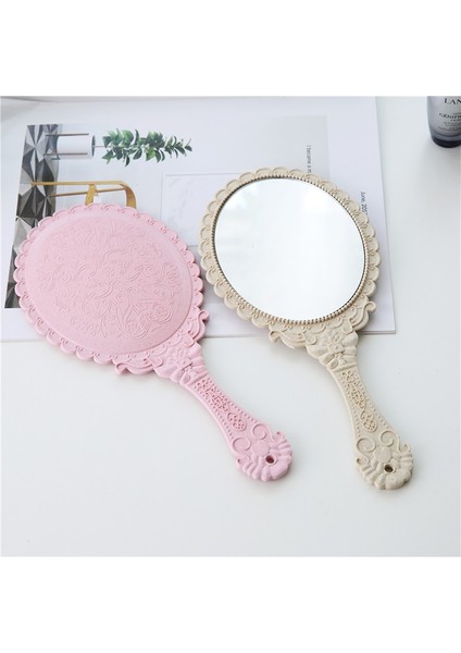 Beyaz 1 Adet Gümüş Vintage Ayna Bayanlar Çiçek Repousse Oval Yuvarlak Makyaj El Tutma Aynası Prenses Bayan Makyaj Güzellik Dresser Hediye (Yurt Dışından)