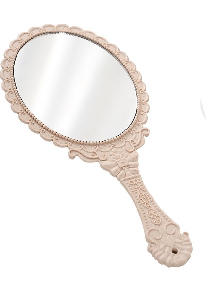Beyaz 1 Adet Gümüş Vintage Ayna Bayanlar Çiçek Repousse Oval Yuvarlak Makyaj El Tutma Aynası Prenses Bayan Makyaj Güzellik Dresser Hediye (Yurt Dışından)