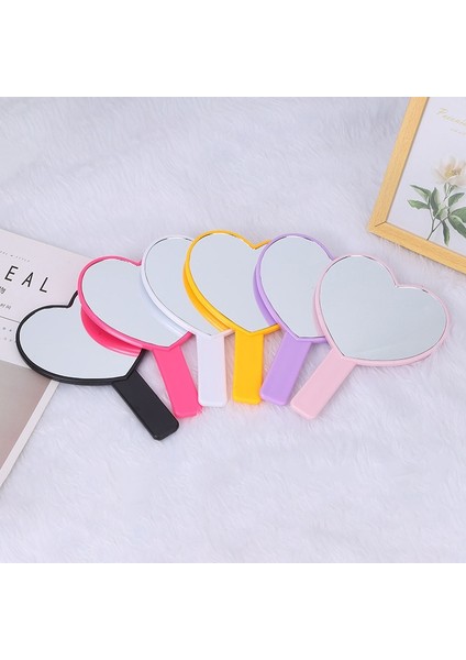 Siyah-Null Taşınabilir El Makyaj Aynası Kalp Şekli Kozmetik Ayna Düzensiz Kompakt Aynalar Saplı Kadın Kızlar Makyaj Güzellik Aracı (Yurt Dışından) fırsatları