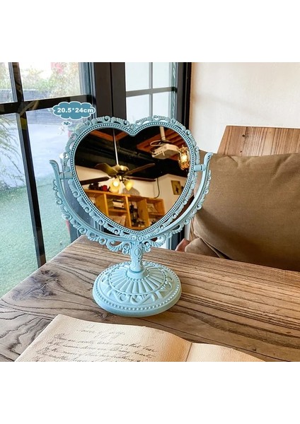 B-Blue Ins Kore Tarzı Kalp Şeklinde Kozmetik Ayna Akrilik Şeffaf Taban Makyaj Aynası Çift Taraflı Ev Yatak Odası Masaüstü Ayna (Yurt Dışından)