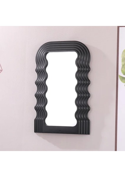 Siyah Ins Düzensiz Dalga Ayna Dekoratif Ayna Iskandinav Makyaj Aynası Kozmetik Aynalar Masaüstü Süsleme Yurt Yatak Odası Dekor (Yurt Dışından)