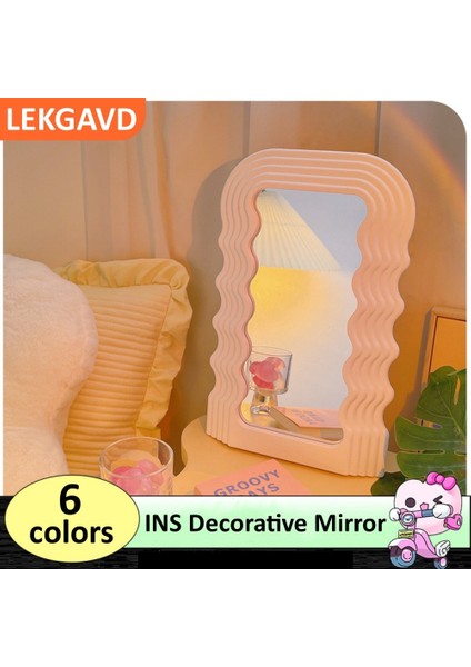 Siyah Ins Düzensiz Dalga Ayna Dekoratif Ayna Iskandinav Makyaj Aynası Kozmetik Aynalar Masaüstü Süsleme Yurt Yatak Odası Dekor (Yurt Dışından) fiyatları