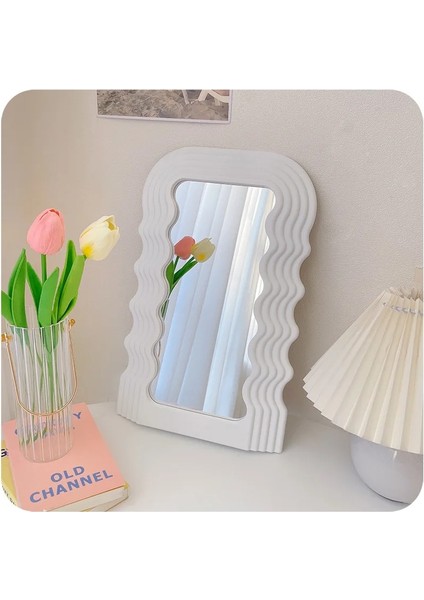 Siyah Ins Düzensiz Dalga Ayna Dekoratif Ayna Iskandinav Makyaj Aynası Kozmetik Aynalar Masaüstü Süsleme Yurt Yatak Odası Dekor (Yurt Dışından) modelleri