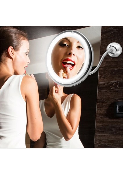 5x 10X LED Ayna Makyaj Aynası Esnek Ayna Aydınlatmalı Büyüteç Makyaj Aynaları Işık Makyaj Miroir Banyo Aynaları (Yurt Dışından)