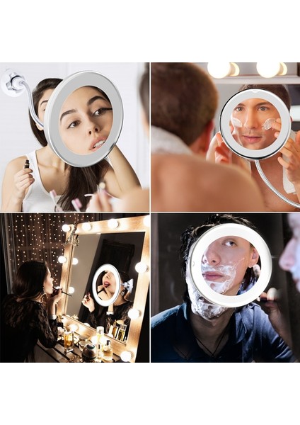 5x 10X LED Ayna Makyaj Aynası Esnek Ayna Aydınlatmalı Büyüteç Makyaj Aynaları Işık Makyaj Miroir Banyo Aynaları (Yurt Dışından) fırsatları
