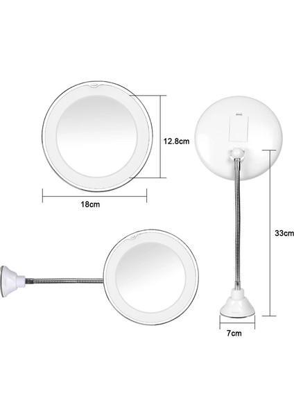 5x 10X LED Ayna Makyaj Aynası Esnek Ayna Aydınlatmalı Büyüteç Makyaj Aynaları Işık Makyaj Miroir Banyo Aynaları (Yurt Dışından) indirimleri