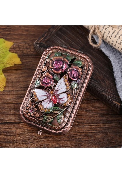 13 2-Yüz Katlanmış Cep Aynası Vintage Hollow-Out Oyma Taklidi Ayna Hediye Kutusu ile Taşınabilir Makyaj Aynası (Yurt Dışından) indirimleri