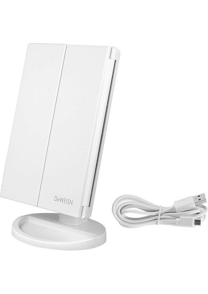 Siyah LED Işıkları ile Katlanır Ayna 3 Katlı 22LED Makyaj Kozmetik Taşınabilir Ayna Makyaj Aracı Siyah (Yurt Dışından)
