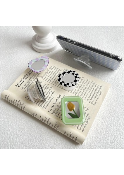 01 Lale Çiçek Mini Ayna Cep Taşınabilir Makyaj Aynaları Gerilebilir Kompakt Cep Telefonu Hava Yastığı Braketi Ayna Kozmetik Araçları (Yurt Dışından) fırsatları