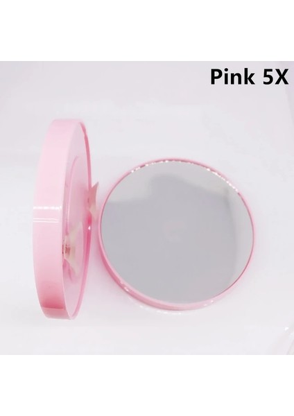 Pembe 5x 10X Büyüteçli Makyaj Aynası, Yuvarlak Ayna 2 Vantuz Yüz Makyajı Kozmetik Emme Tıraş Ev Makyajı Seyahat Temel (Yurt Dışından)