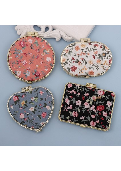 Elips-Rastgele 1 Adet Mini Makyaj Kompakt Cep Çiçek Ayna Taşınabilir Iki Taraflı Katlanır Makyaj Aynası Kadın Vintage Kozmetik Aynalar Hediye Için (Yurt Dışından)