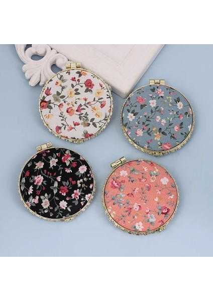 Elips-Rastgele 1 Adet Mini Makyaj Kompakt Cep Çiçek Ayna Taşınabilir Iki Taraflı Katlanır Makyaj Aynası Kadın Vintage Kozmetik Aynalar Hediye Için (Yurt Dışından)