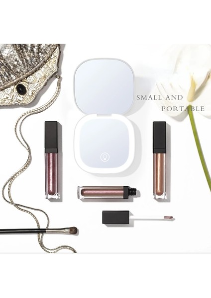 2311 Mini Kompakt LED Makyaj Aynası Işık 5x Büyütmeli Küçük Cep Taşınabilir Seyahat Pembe Siyah Katlanabilir Kozmetik Makyaj Aynaları (Yurt Dışından) modelleri