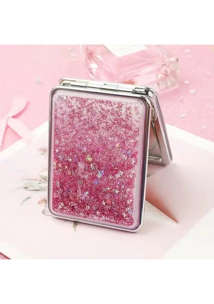 Pembe Kare Mini Ayna Ins Katlanabilir Bataklık Ayna Çift Taraflı Makyaj Aynası Taşınabilir Öğrenci Taşınabilir Küçük Yuvarlak Ayna (Yurt Dışından)