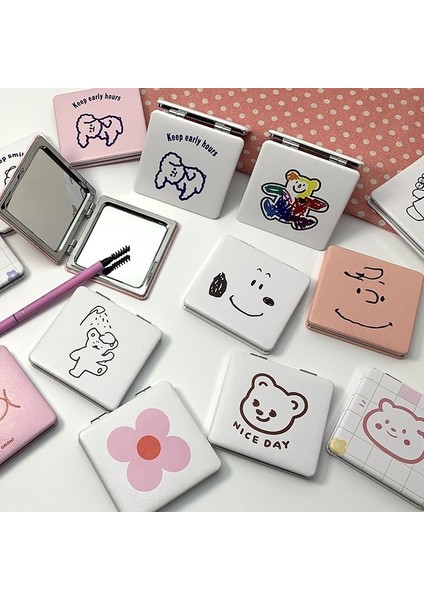 Rastgele COLOR25 Karikatür Taşınabilir Çift Taraflı Pu Küçük Ayna Öğrenci Makyaj Aynası Sevimli Küçük Ayı Kozmetik Ayna Kadın Kozmetik Araçları (Yurt Dışından) fiyatları