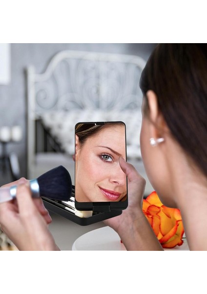 Siyah Işıklı Makyaj Aynası Kişisel Kompakt Güzellik Aynası Dokunmatik Anahtarı ile Seyahat Makyaj Aksesuarları Çok Fonksiyonlu Işık Up (Yurt Dışından) fiyatları
