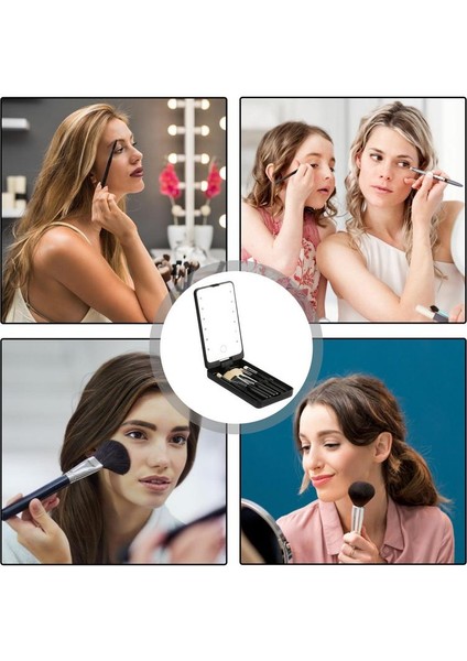 Siyah Işıklı Makyaj Aynası Kişisel Kompakt Güzellik Aynası Dokunmatik Anahtarı ile Seyahat Makyaj Aksesuarları Çok Fonksiyonlu Işık Up (Yurt Dışından) modelleri