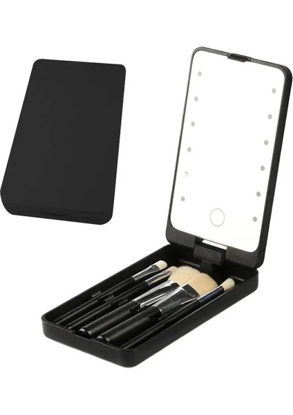 Siyah Işıklı Makyaj Aynası Kişisel Kompakt Güzellik Aynası Dokunmatik Anahtarı ile Seyahat Makyaj Aksesuarları Çok Fonksiyonlu Işık Up (Yurt Dışından) indirimleri