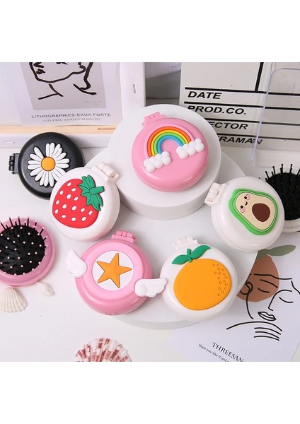 K 1 Adet Kawaii Silikon Tek Taraflı Taşınabilir Makyaj Aynası Tarak Karton Kız Katlanır Yuvarlak Ayna (Yurt Dışından) modelleri