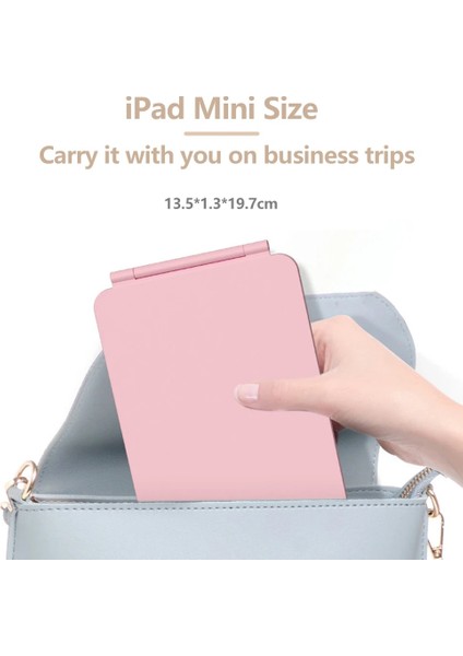 Pembe Makyaj Aynası Katlanabilir Dokunmatik Ekran Kozmetik Ayna USB Şarj Edilebilir Katlanır 3 Renk Işık Modu LED Masa Işık Boy Aynası (Yurt Dışından) fırsatları
