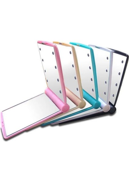 Mavi Yeni 1 Adet 8 LED Işıkları Lambalar Kadın Katlanabilir Makyaj Aynaları Bayan Kozmetik El Katlanır Taşınabilir Kompakt Cep Aynası Kozmetik Aracı (Yurt Dışından) fiyatları