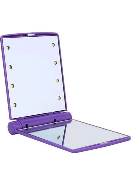 Mavi Yeni 1 Adet 8 LED Işıkları Lambalar Kadın Katlanabilir Makyaj Aynaları Bayan Kozmetik El Katlanır Taşınabilir Kompakt Cep Aynası Kozmetik Aracı (Yurt Dışından) modelleri