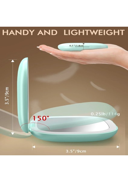 1 Taraflı Hafif Kompakt Ayna Işıklı Seyahat Makyaj Aynası, 1x/5x Büyütmeli 2 Taraflı 3 Renk Kısılabilir Taşınabilir Cep Aynası, Çanta Için (Yurt Dışından)