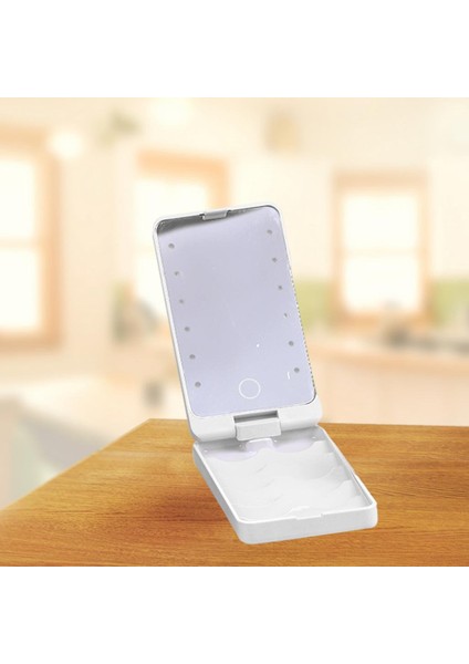 LED Işık Aynalı Siyah Sahte Kirpik Tutucu Saklama Kutusu 360 Derece Serbest Döndürme, Pratik (Yurt Dışından)