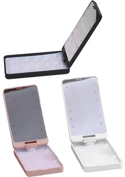 LED Işık Aynalı Siyah Sahte Kirpik Tutucu Saklama Kutusu 360 Derece Serbest Döndürme, Pratik (Yurt Dışından)