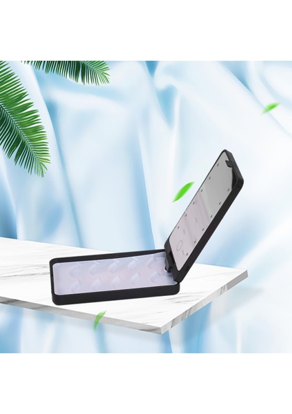 LED Işık Aynalı Siyah Sahte Kirpik Tutucu Saklama Kutusu 360 Derece Serbest Döndürme, Pratik (Yurt Dışından)