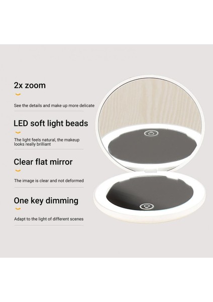 Yeşil Mini LED Makyaj Aynası Şeffaf 2x Büyütme Kademesiz Ayar Katlanır Tip-C LED Cep Kozmetik Ayna Зеркало Для Макияжа (Yurt Dışından) fırsatları