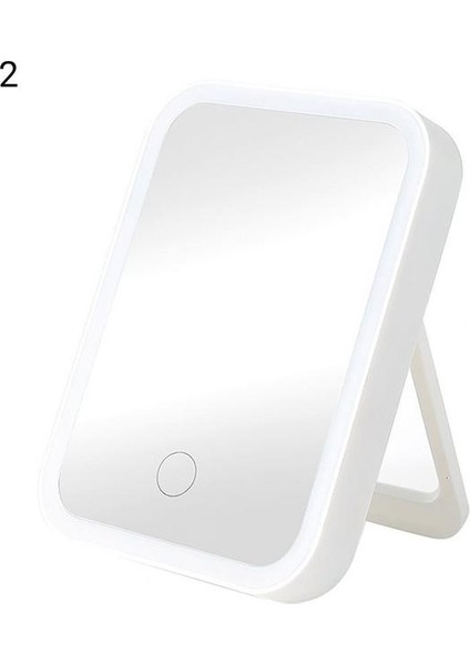 Beyaz 2 LED Makyaj Aynası Yüksek Kaliteli Mikro USB LED Kozmetik Ayna Taşınabilir Şeffaf LED Makyaj Aynası (Yurt Dışından)