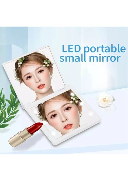 Siyah 6 LED Makyaj Aynası Işıklı 1x 2x Büyüteç Küçük Cep Taşınabilir Seyahat Pembe Siyah Beyaz Katlanabilir Kozmetik Makyaj Aynaları (Yurt Dışından) fırsatları