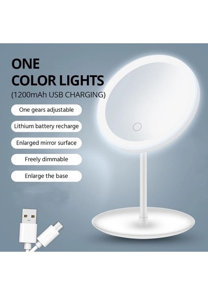 02 Öğrenci Yurdu Masaüstü LED Makyaj Aynası 3 Açık Renk Masaüstü Makyaj Masası Aynası Akıllı Dokunmatik Dimmer Ayarlanabilir (Yurt Dışından)